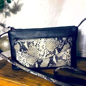 Ted Baker Black Leather with Cream Snakeskin Accent